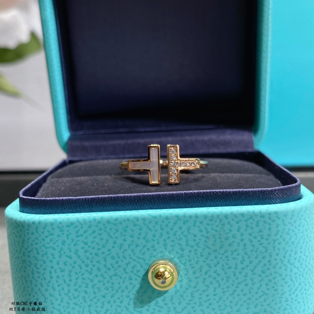 t*f*ny & co. double t mother-of-pearl & Di*m*nd ring