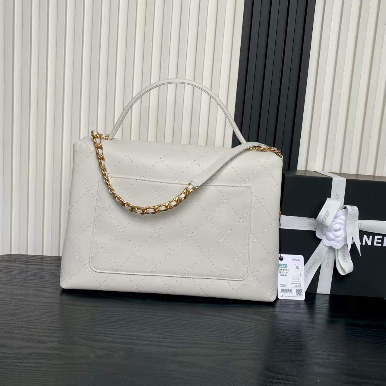 Ch*el maxi flap bag with top handle 26x37x10cm