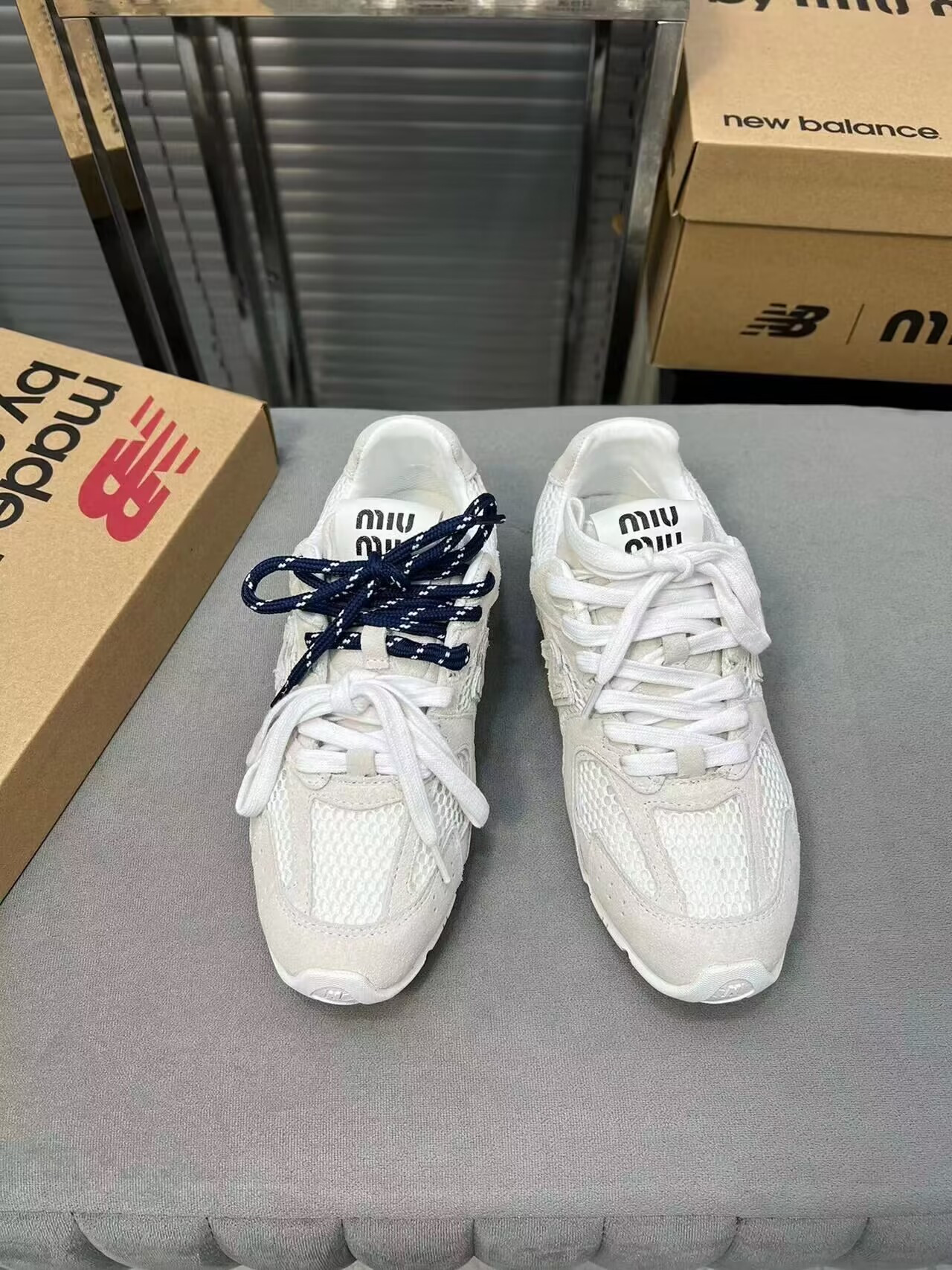 UA Miu Miu x New Balance 530 SL suede and mesh sneakers