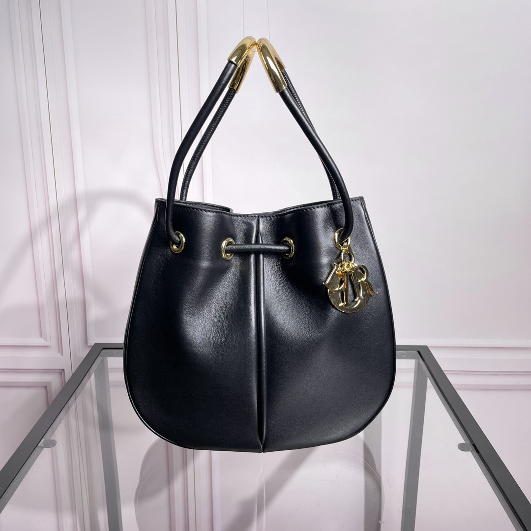 medium D*or nolita bag black calfskin 11 x 10 x 2 inches